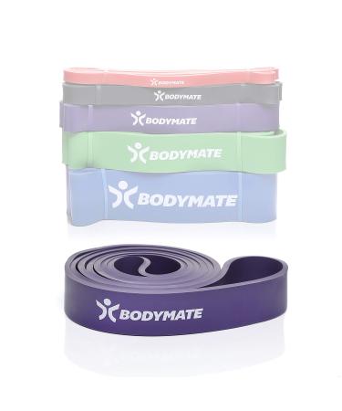 Bodymate fitness band 208 cm elastic resistance band made of natural latex trains strength endurance coordination flexibility and much more for beginners & professionals 3. Medium-purple 3.2cm (16-36kg resistance)