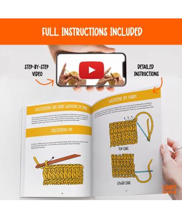 CraftStarter Crochet Kit for Beginners - Yarn, Wooden Crochet Hook, Instructions - Make a Real Scarf - Perfect Gift (Yellow) - Buy Online on GoSupps.com