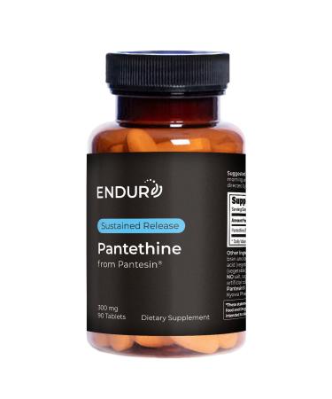 Endur Pantethine from Pantesin Liver Function & Healthy Cholesterol Balance Supplement Sustained Release Formula Gluten Free 300mg (90 Tablets)