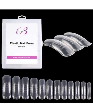 Beauticom USA Plastic Dual Nail Form Set Box - Frosted Form Box with Clear False Nail Form for Nail Salons and DIY Manicure