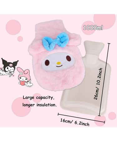 Roffatide Cartoon Melody Hot Water Bottle & Hand Foot Warmer - 1L Plush Cover for Pain Relief | Cute Anime Character & Faux Fur Design - Buy Online on GoSupps.com