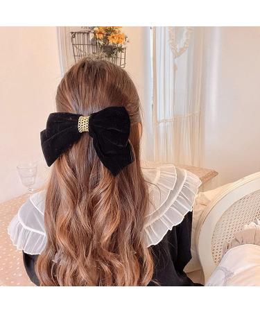 Large Hair Bows for Women Black Hair Bow Big Bow Hair Clip Girl French Barrette with with Velvet Hair Bows Solid Color Ponytail Hair Accessories (Black) - Buy Online on GoSupps.com