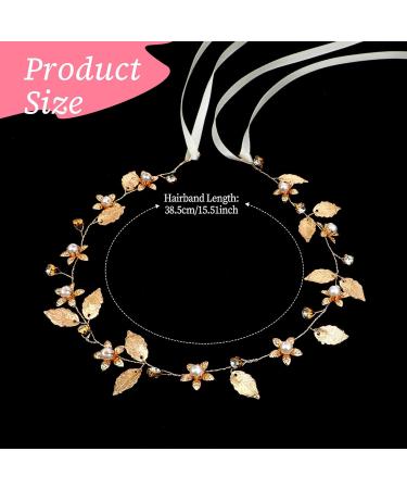Gold Leaf Headband for Women Flower Girl Headpiece Gold Headband Wedding Hair Accessories for Kids Pearl Headpiece Wedding Bridal Boho Hair Piece Gold Hair Vine Headband for Prom Party - Buy Online on GoSupps.com