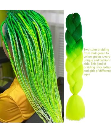 Woven Hair Extensions Dark Green Yellow-Green Fashion African Woven Hair Extensions Two-Color Synthetic Woven Hair Extensions Suitable for Women and Girls to Weave DIY Wigs for role-Playing Woven hair10 - Buy Online on GoSupps.com