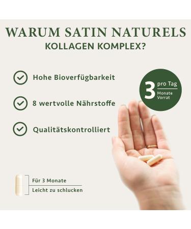 Hyaluron Collagen Complex 270 Capsules | Type 1 & 3 Hydrolyzed Peptides | Enriched with Vitamin C Biotin Selenium Zinc & Copper | Made in Germany | Satin Naturel - Buy Online on GoSupps.com