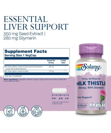 Solaray Milk Thistle Seed Extract 350 mg â€“ 60 Vegan Capsules for Liver Support - Buy Online on GoSupps.com