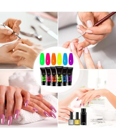  Kaxenig Colored Gel Nail Kit | Glow-in-the-Dark Gel for Women - 6 Long-Lasting Shades Glitter Extensions Manicure for Women and Girls - Buy Online on GoSupps.com