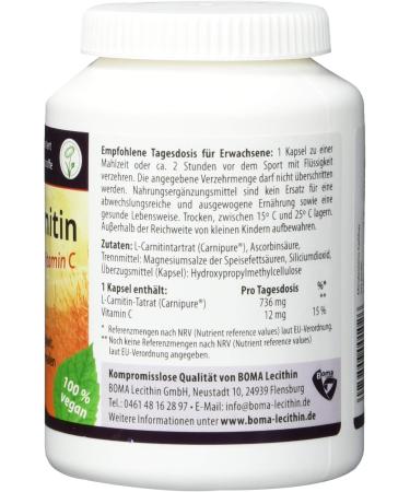 Boma Lecithin 100 L-Carnitine Capsules - Vegan Carnipure with Vitamin C | Award-Winning Supplement for Optimal Health - Buy Online on GoSupps.com