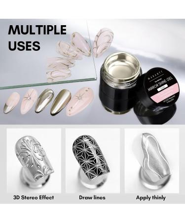Makartt Chrome Gel Nail Polish Set-Metallic Gel Nail Polish Silver and Gold 3D Metal Painting Gel for Nail Art Soak off UV/LED Glossy Mirror Effect Nail Glue Gel for Home Salon DIY Manicure 2 * 8ml Gold&silver-8ml Mirror Shine Gel - Buy Online on GoSupps.com