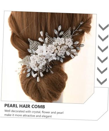 Ipetboom 1pc Bridal Headwear Metal Hair Clips for Women Hair Jewels for Women Flower Hair Comb Headdress Chinese Hair Pin White Decor Brides Hair Miss Hair Accessories Crystal Pearl Flowers - Buy Online on GoSupps.com