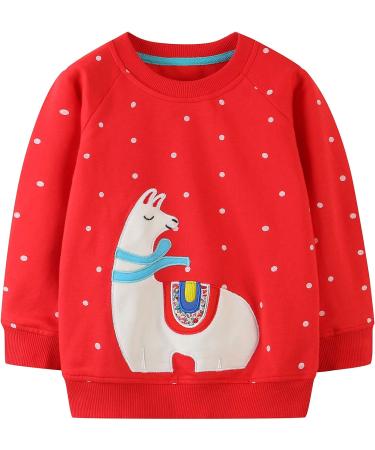 Girls Cotton Sweatshirt | Long Sleeve Casual Jumper | Toddler T Shirt | Ages 1-12 | 9-10 Years | Red - Buy Online on GoSupps.com