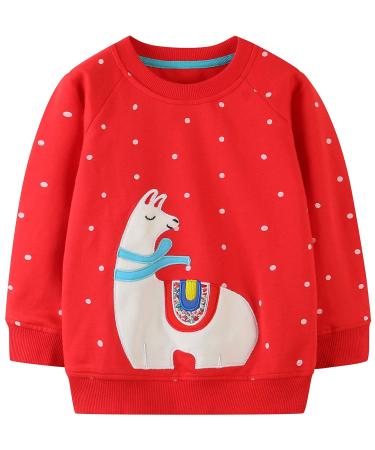 Girls Sweatshirt for Kids Cotton Top Casual Jumper Girl T Shirt Toddler Clothes Long Sleeve Pullover Age 1-12 Years 11-12 Years Red