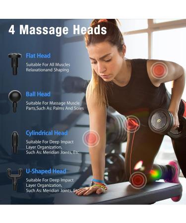 Shavingfun Mini Massage Gun - 6 Speeds & 4 Heads LCD Touchscreen for Shoulder & Body Relaxation | Alleviate Muscle Pain (Red) - Buy Internationally - Buy Online on GoSupps.com