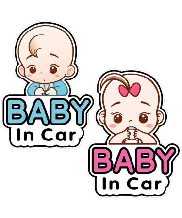 Aibaobao 2 pieces baby in car sticker 13.7 x 19 cm car sticker baby sticker baby in the car baby in the car in the car warning sticker for child safety in the car waterproof window car sticker - Buy Online on GoSupps.com