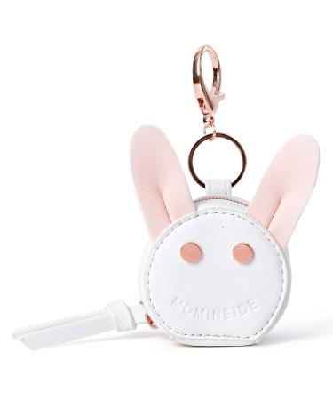 MOMINSIDE Pacifier Case Holder with Clip Pacifier Charm Pod Cute Rabbit Bag Charm Purse Charm Clasp to Easily Attach to Diaper Bags or Purse Holds 2 Pacifiers White One Size White & Pink