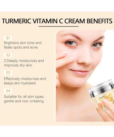 Turmeric Vitamin C Cream 50g - Brightening Face Moisturiser Firming Turmeric Face Cream with Vitamin C for Glowing Skin Natural Ingredients - Buy Online on GoSupps.com