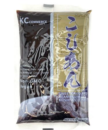 KC Commerce Sweetened Red Bean Paste - Adzuki Beans, Japanese Mochi Rice Cake Sweets Anko, Mashed TSUBUAN, VEGAN & GLUTEN-FREE, NO PRESERVATIVE, NO-MSG, NON-GMO, 14.11oz (Fine)