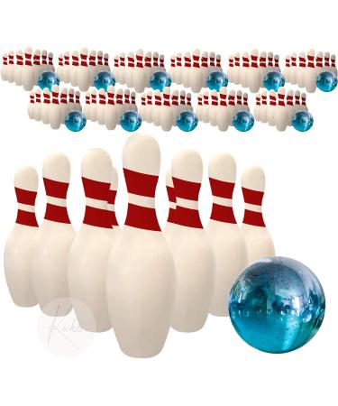 Kicko Miniature Bowling Game Set - 11 pieces 1.5 Inch Deluxe - for Kids, Playing, Party Favors, Fun, Boys, Girls, Bowlers Etc.