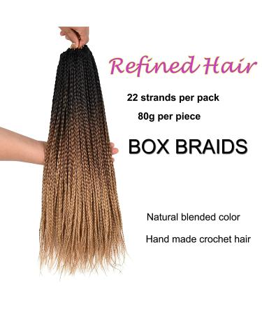 TOMO Handmade Goddess Box Braids - 7 Packs of 22 Strands/Pack (18 inch) T1B/30/27 Ombre Synthetic Hair Extensions - Buy Online on GoSupps.com