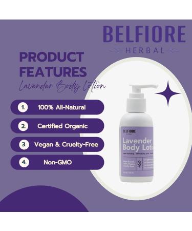 Belfiore Herbal 100% Natural Lavender Body Lotion | Organic Plant Extracts | Calming Hydrating & Moisturizing | Vegan Non-GMO | Made in the USA | 12 oz - Buy Online on GoSupps.com