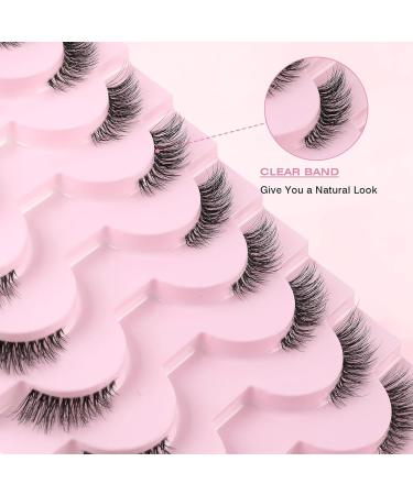 JYTDBCS False Eyelashes with Clear Band Half Lashes Natural Look 10 Pairs Cat Eye Wispy Corner Lashes Reusable 3/4 Transparent Fake Lashes - Buy Online on GoSupps.com