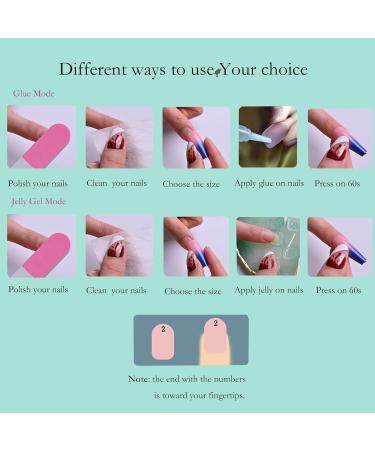 Buy Press On Nails - Medium Square Nude with Leaf Designs | 24 PCS Acrylic Fake Nails & Glue for Women & Girls - Buy Online on GoSupps.com