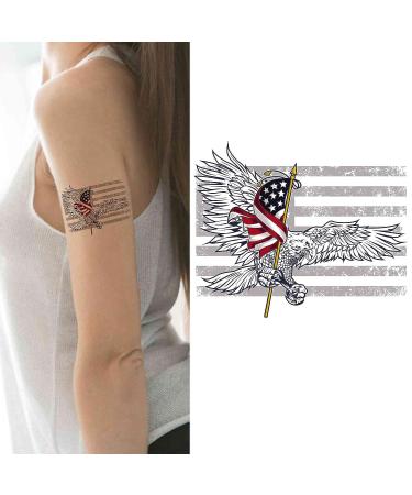 Dopetattoo 6 sheets Temporary Tattoo Set - USA Flag Eagle America - July 4th Fake Tattoos for Face & Body - Buy Online on GoSupps.com