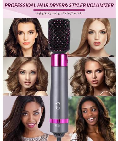 XLQ 5in1 Blow Dryer Brush for Women - Multifunctional Styler with Negative Ion Technology - Detachable Straightener and Curling Attachments - Black Purple Upgrade Gift Box - Buy Online on GoSupps.com
