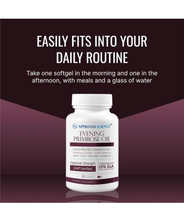 Approved Science Evening Primrose Oil - Maximum Strength - Cold Pressed - 10% GLA - Hormonal Balance, Skin and Heart Health - 60 Softgels - All Natural - Buy Online on GoSupps.com