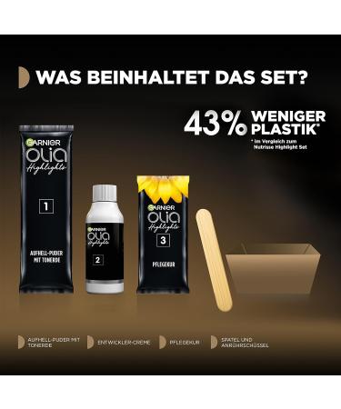 Garnier Hair Colour Set for Highlights and Highlights in Brown Hair with Flower Oils and Clay No Ammonia and Silicone Up to 4 Levels of Lightening Olia Brown - Buy Online on GoSupps.com