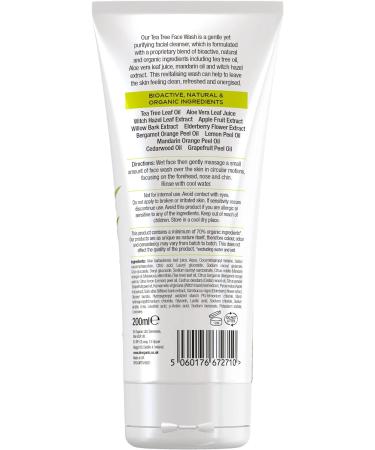Dr Organic Tea Tree Face Wash 200ml - Natural Vegan Formula, Cruelty-Free, Paraben & SLS Free - Buy Online on GoSupps.com
