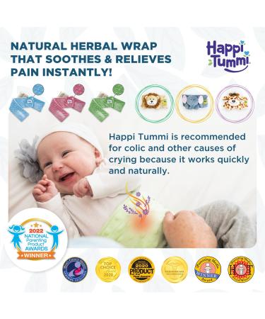 Happi Tummi Baby Gas Relief Wrap | Natural Herbal Therapy for Colic & Upset Stomachs | Infant Gas Relief - Giraffe Design - Buy Online on GoSupps.com