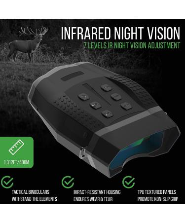 Bush Tech Night Vision Binoculars  Military-Grade Binoculars with Camera for Deer Hunting and Surveillance  Day and Night High-Power Binoculars with 4X Digital Zoom  1312-Foot Range  2.5 LCD Display - Buy Online on GoSupps.com