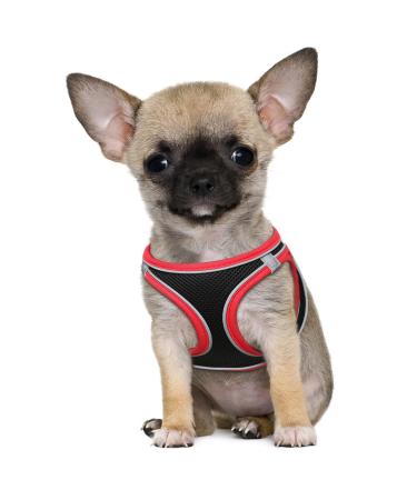 Heele dog harness for dogs dishes dog small soft mesh breast dishes for medium and small dogs adjustable reflective breathable puppy harness reflective black red 2xs 2xs (1 Pack) R-black red
