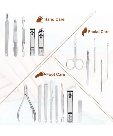 18 Piece Stainless Steel Nail Clippers Set - Professional Manicure Kit with Travel Case - Buy Online on GoSupps.com