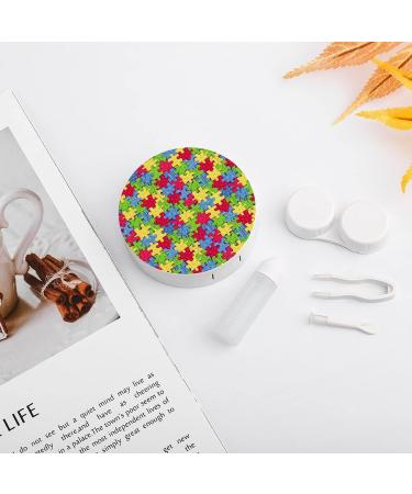 Autism Awareness Round Case For Contact Lens Kit Storage Box with Mirror Printed - Buy Online on GoSupps.com