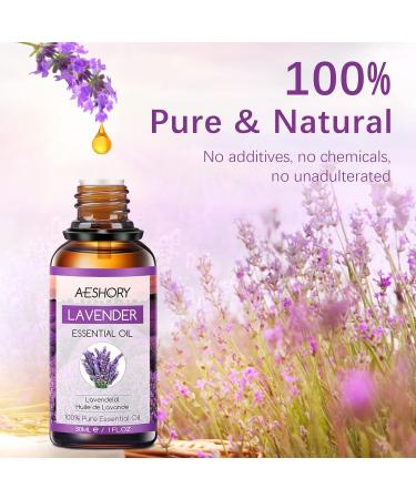 Aeshory 100% Pure Lavender Oil 30ml - Natural Essential Oil for Aromatherapy Massage Sleep Aid & Cosmetics - Buy Online on GoSupps.com