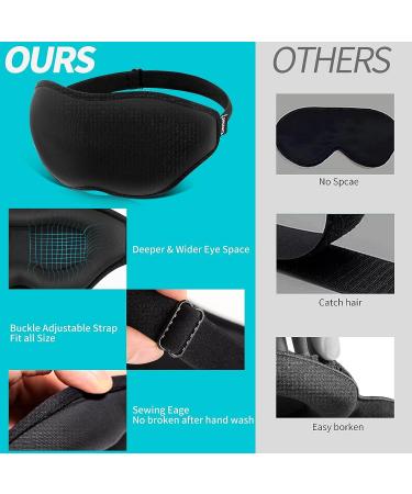 Gernaf 3D Contoured Cup Eye Mask for Sleeping with Carry Pouch and Earplugs - Lightweight Breathable Blindfold for Men and Women - Perfect for Travel and Better Sleep - Adjustable Black - Buy Online on GoSupps.com