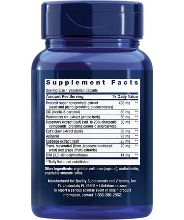 Life Extension Triple Action Cruciferous Extract with Resveratrol - 60 Veggie Capsules - Buy Online on GoSupps.com