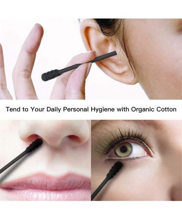 Tifanso 200 Count Black Cotton Swabs- Double Tipped Ear Buds, Cruelty-Free & Hypoallergenic - Buy Online on GoSupps.com