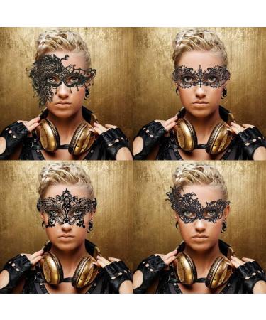 Codirato 8-Piece Black Venetian Masquerade Masks - Perfect for Carnival Stage Balls & Fashion Parties - Buy Online on GoSupps.com
