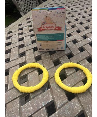 Sensory Baby Teether Rings Set - Yellow Teething Rings for Babies 0-12 Months - Chew Toys for Boys & Girls - Pack of 2 - Buy Online on GoSupps.com