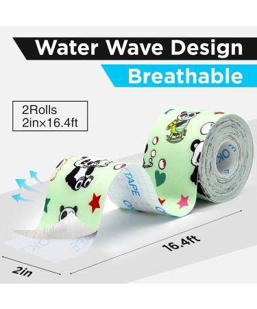 OK TAPE Nylon Digital Printed Kinesiology Tape - 2 Rolls (2in x 16.4ft) - Elastic Athletic Sports Tape - Uncut Roll - Panda Design - Buy Online on GoSupps.com