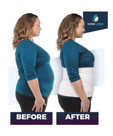 QORE LOGIQ Plus Size Abdominal Binder for Men and Women - Post Surgery Compression Garment - Adjustable 2XL White - Buy Online on GoSupps.com