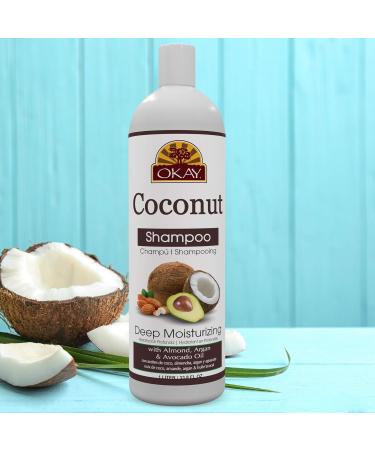 OKAY Coconut Deep Moisturizing Shampoo - Sulfate Silicone & Paraben Free - Nourishes & Strengthens All Hair Types - 12oz Made in USA - Buy Online on GoSupps.com