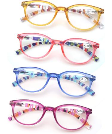 MODFANS 4 Pack Reading Glasses for Women - Stylish 1.5 Round High-Quality Comfort & Fashion - Super Reading Aid in Mixed Colors - Buy Online on GoSupps.com