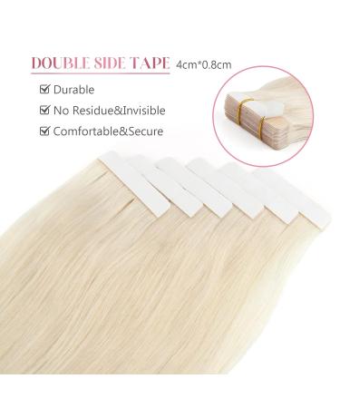 Sixstarhair Invisible Tape Extensions | Real Hair 20PCs 50g 55cm #60 Blond | Premium Remy Tape In Hair Extensions - Buy Online on GoSupps.com