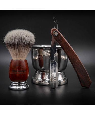 Brent Berkeley men's razor Royal Silver Razor set - shaving brush and shaving shell - durable shaving performance - reduces skin irritation - gift set - silver