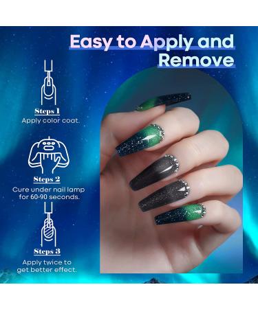 Modelones 25Pcs Cat Eye Gel Nail Polish Kit - Glitter Color Changing Set with Bond Primer, Top Coat, Base Coat, Magnet Stick - DIY Salon Nail Art Gift - Aurora Night - Buy Online on GoSupps.com