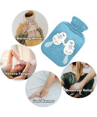 NAANLE Cartoon Sea Otters Hot Water Bottle 1L - Transparent Bag for Bed & Pain Relief | Handfeous Heat & Cold Therapy - Buy Online on GoSupps.com